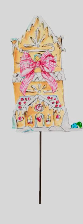Round Top Collection Gingerbread Planter Stake - "Bow House"