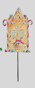 Round Top Collection Sweet Season's Gingerbread House Planter Stake - Round Doors
