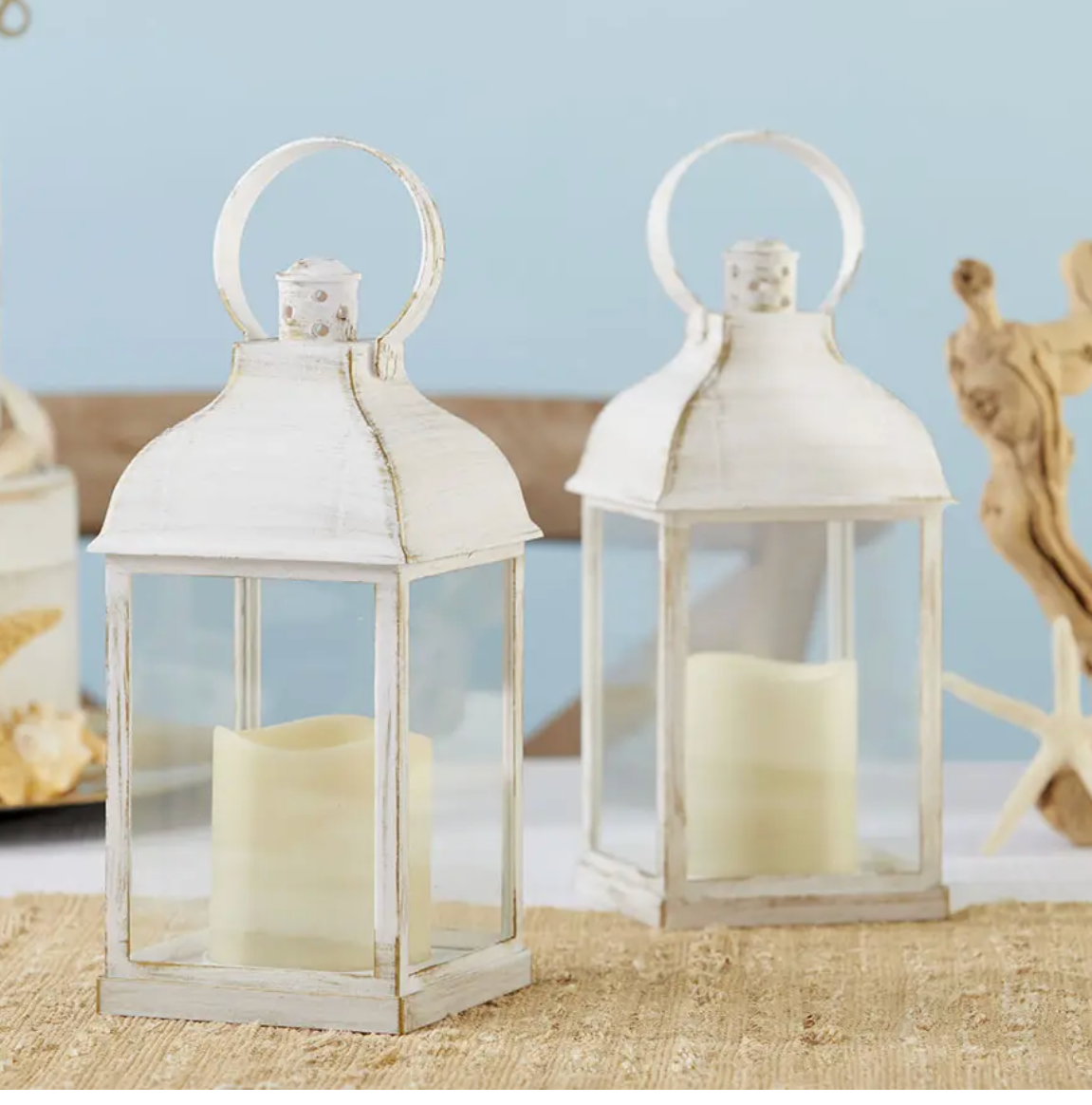 Kate Aspen LED Decorative White Lantern - Set of 2