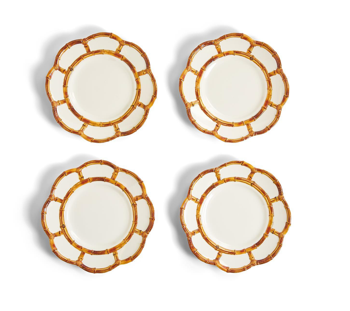 Two's Company Bamboo Melamine Plates - Sets of 4